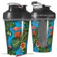 Decal Style Skin Wrap works with Blender Bottle 20oz Famingos and Flowers Blue Medium (BOTTLE NOT INCLUDED)