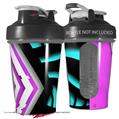 Decal Style Skin Wrap works with Blender Bottle 20oz Black Waves Neon Teal Hot Pink (BOTTLE NOT INCLUDED)