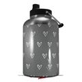 Skin Decal Wrap for 2017 RTIC One Gallon Jug Hearts Gray On White (Jug NOT INCLUDED) by WraptorSkinz