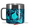 Skin Decal Wrap compatible with Yeti Coffee Mug 14oz Liquid Metal Chrome Neon Blue - 14 oz CUP NOT INCLUDED by WraptorSkinz