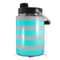 Skin Decal Wrap for Yeti Half Gallon Jug Psycho Stripes Neon Teal and Gray - JUG NOT INCLUDED by WraptorSkinz
