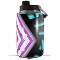 Skin Decal Wrap for Yeti 1 Gallon Jug Black Waves Neon Teal Hot Pink - JUG NOT INCLUDED by WraptorSkinz