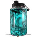 Skin Decal Wrap compatible with Yeti 1 Gallon Jug Liquid Metal Chrome Neon Teal - JUG NOT INCLUDED by WraptorSkinz