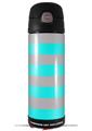 Skin Decal Wrap for Thermos Funtainer 16oz Bottle Psycho Stripes Neon Teal and Gray (BOTTLE NOT INCLUDED) by WraptorSkinz