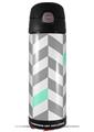 Skin Decal Wrap for Thermos Funtainer 16oz Bottle Chevrons Gray And Seafoam (BOTTLE NOT INCLUDED) by WraptorSkinz