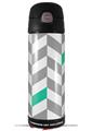Skin Decal Wrap for Thermos Funtainer 16oz Bottle Chevrons Gray And Turquoise (BOTTLE NOT INCLUDED) by WraptorSkinz