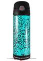 Skin Decal Wrap for Thermos Funtainer 16oz Bottle Folder Doodles Neon Teal (BOTTLE NOT INCLUDED) by WraptorSkinz