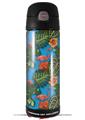 Skin Decal Wrap for Thermos Funtainer 16oz Bottle Famingos and Flowers Blue Medium (BOTTLE NOT INCLUDED) by WraptorSkinz