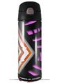 Skin Decal Wrap for Thermos Funtainer 16oz Bottle Black Waves Orange Hot Pink (BOTTLE NOT INCLUDED) by WraptorSkinz