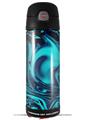 Skin Decal Wrap compatible with Thermos Funtainer 16oz Bottle Liquid Metal Chrome Neon Blue (BOTTLE NOT INCLUDED) by WraptorSkinz