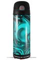 Skin Decal Wrap compatible with Thermos Funtainer 16oz Bottle Liquid Metal Chrome Neon Teal (BOTTLE NOT INCLUDED) by WraptorSkinz