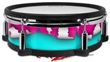 Skin Wrap works with Roland vDrum Shell PD-128 Drum Ripped Colors Hot Pink Neon Teal (DRUM NOT INCLUDED)