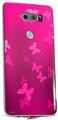 Skin Decal Wrap for LG V30 Bokeh Butterflies Hot Pink
