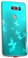 Skin Decal Wrap for LG V30 Bokeh Butterflies Neon Teal