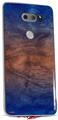 Skin Decal Wrap for LG V30 Exotic Wood Waterfall Bubinga Burst Neon Blue