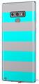 Decal style Skin Wrap compatible with Samsung Galaxy Note 9 Psycho Stripes Neon Teal and Gray