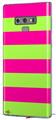 Decal style Skin Wrap compatible with Samsung Galaxy Note 9 Psycho Stripes Neon Green and Hot Pink