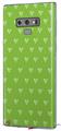 Decal style Skin Wrap compatible with Samsung Galaxy Note 9 Hearts Green On White