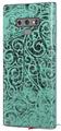 Decal style Skin Wrap compatible with Samsung Galaxy Note 9 Folder Doodles Seafoam Green