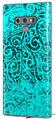 Decal style Skin Wrap compatible with Samsung Galaxy Note 9 Folder Doodles Neon Teal