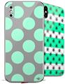 2 Decal style Skin Wraps set for Apple iPhone X and XS Kearas Polka Dots Mint And Gray