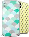 2 Decal style Skin Wraps set for Apple iPhone X and XS Brushed Circles Seafoam