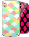 2 Decal style Skin Wraps set for Apple iPhone X and XS Brushed Cirlces Multi Light