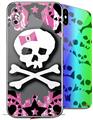 2 Decal style Skin Wraps set for Apple iPhone X and XS Pink Bow Skull