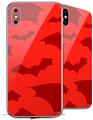 2 Decal style Skin Wraps set for Apple iPhone X and XS Deathrock Bats Red