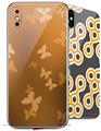 2 Decal style Skin Wraps set for Apple iPhone X and XS Bokeh Butterflies Orange