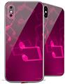 2 Decal style Skin Wraps set for Apple iPhone X and XS Bokeh Music Hot Pink