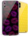 2 Decal style Skin Wraps set for Apple iPhone X and XS Red Pink And Black Lips