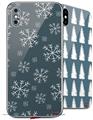 2 Decal style Skin Wraps set for Apple iPhone X and XS Winter Snow Dark Blue