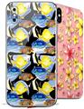 2 Decal style Skin Wraps set for Apple iPhone X and XS Tropical Fish 01 Black