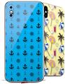 2 Decal style Skin Wraps set for Apple iPhone X and XS Nautical Anchors Away 02 Blue Medium