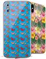 2 Decal style Skin Wraps set for Apple iPhone X and XS Crabs and Shells Blue Medium