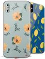2 Decal style Skin Wraps set for Apple iPhone X and XS Poppy Orange Light Blue