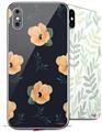 2 Decal style Skin Wraps set for Apple iPhone X and XS Poppy Orange Navy