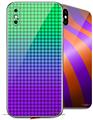 2 Decal style Skin Wraps set for Apple iPhone X and XS Faded Dots Purple Green