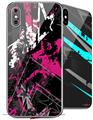 2 Decal style Skin Wraps set for Apple iPhone X and XS Baja 0003 Hot Pink