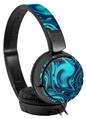 Decal style Skin Wrap compatible with Sony MDR ZX110 Headphones Liquid Metal Chrome Neon Blue (HEADPHONES NOT INCLUDED)