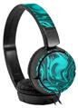 Decal style Skin Wrap compatible with Sony MDR ZX110 Headphones Liquid Metal Chrome Neon Teal (HEADPHONES NOT INCLUDED)