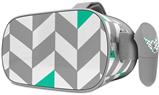 Decal style Skin Wrap compatible with Oculus Go Headset - Chevrons Gray And Turquoise (OCULUS NOT INCLUDED)