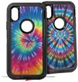 2x Decal style Skin Wrap Set compatible with Otterbox Defender iPhone X and Xs Case - Tie Dye Swirl 104 (CASE NOT INCLUDED)