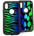 2x Decal style Skin Wrap Set compatible with Otterbox Defender iPhone X and Xs Case - Rainbow Zebra (CASE NOT INCLUDED)