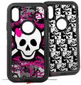 2x Decal style Skin Wrap Set compatible with Otterbox Defender iPhone X and Xs Case - Splatter Girly Skull (CASE NOT INCLUDED)