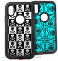 2x Decal style Skin Wrap Set compatible with Otterbox Defender iPhone X and Xs Case - Skull Checkerboard (CASE NOT INCLUDED)