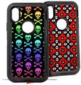 2x Decal style Skin Wrap Set compatible with Otterbox Defender iPhone X and Xs Case - Skull and Crossbones Rainbow (CASE NOT INCLUDED)