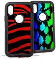 2x Decal style Skin Wrap Set compatible with Otterbox Defender iPhone X and Xs Case - Zebra Red (CASE NOT INCLUDED)