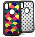 2x Decal style Skin Wrap Set compatible with Otterbox Defender iPhone X and Xs Case - Brushed Cirlces Multi Dark (CASE NOT INCLUDED)
